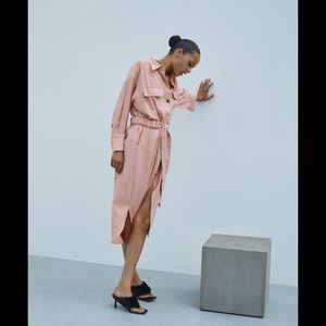 Zara Oversized Shirt Dress (Size M) (Beige-Pink) (New with tags)